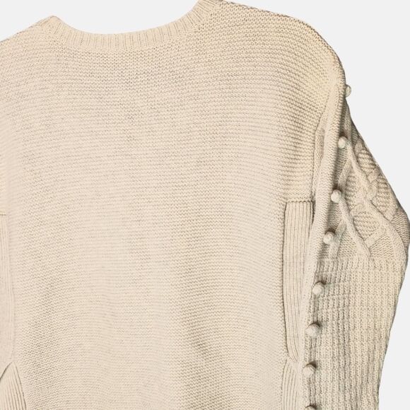Madewell Open-Side Bobble Pullover Cream Chunky Wool Sweater Sz XXS - Picture 7 of 13